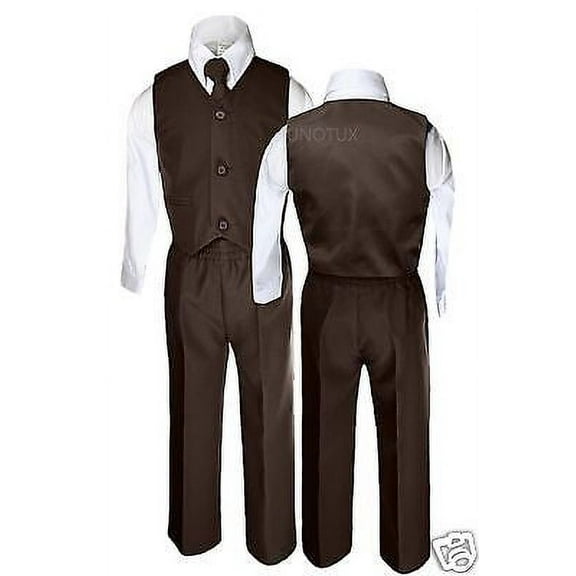 New Baby Boy,Toddler D.Brown Wedding Vest Suit outfits S M L XL 2T 3T 4T(0M-4T)