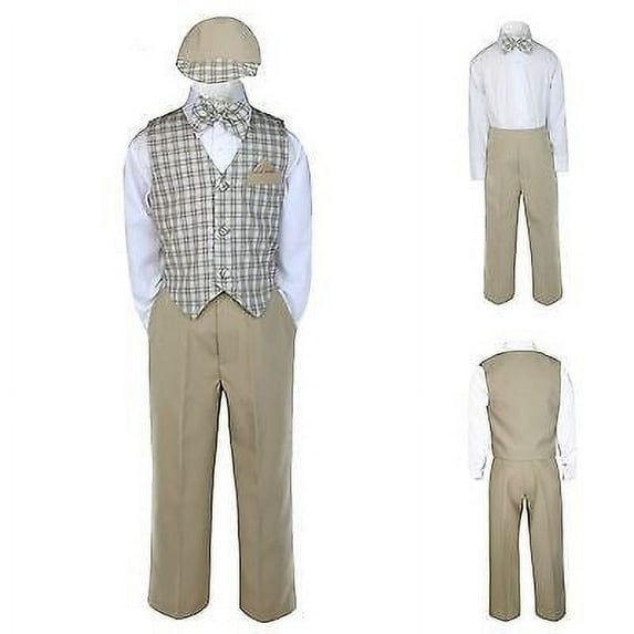 New Baby Boy & Toddler Easter Formal Party Vest Suit Khaki S M L XL 2T 3T 4T