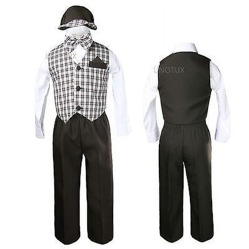 New Baby Boy Toddler Eton Formal Vest Set Suits Outfits Brown S M L XL