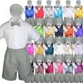 thumbnail image 1 of New Baby Boys Toddler Formal Vest Shorts Suit Vest 5pc Silver Bow Tie Set S-4T, 1 of 1