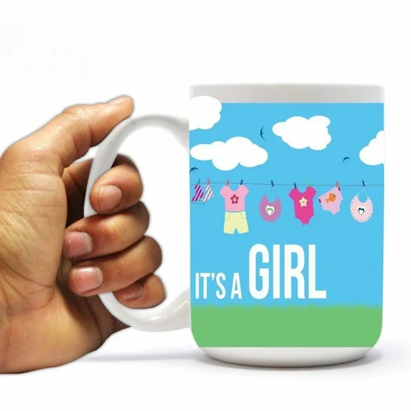 New Baby Coffee Mug - It'S A Girl - Baby Clothes - 15 Oz
