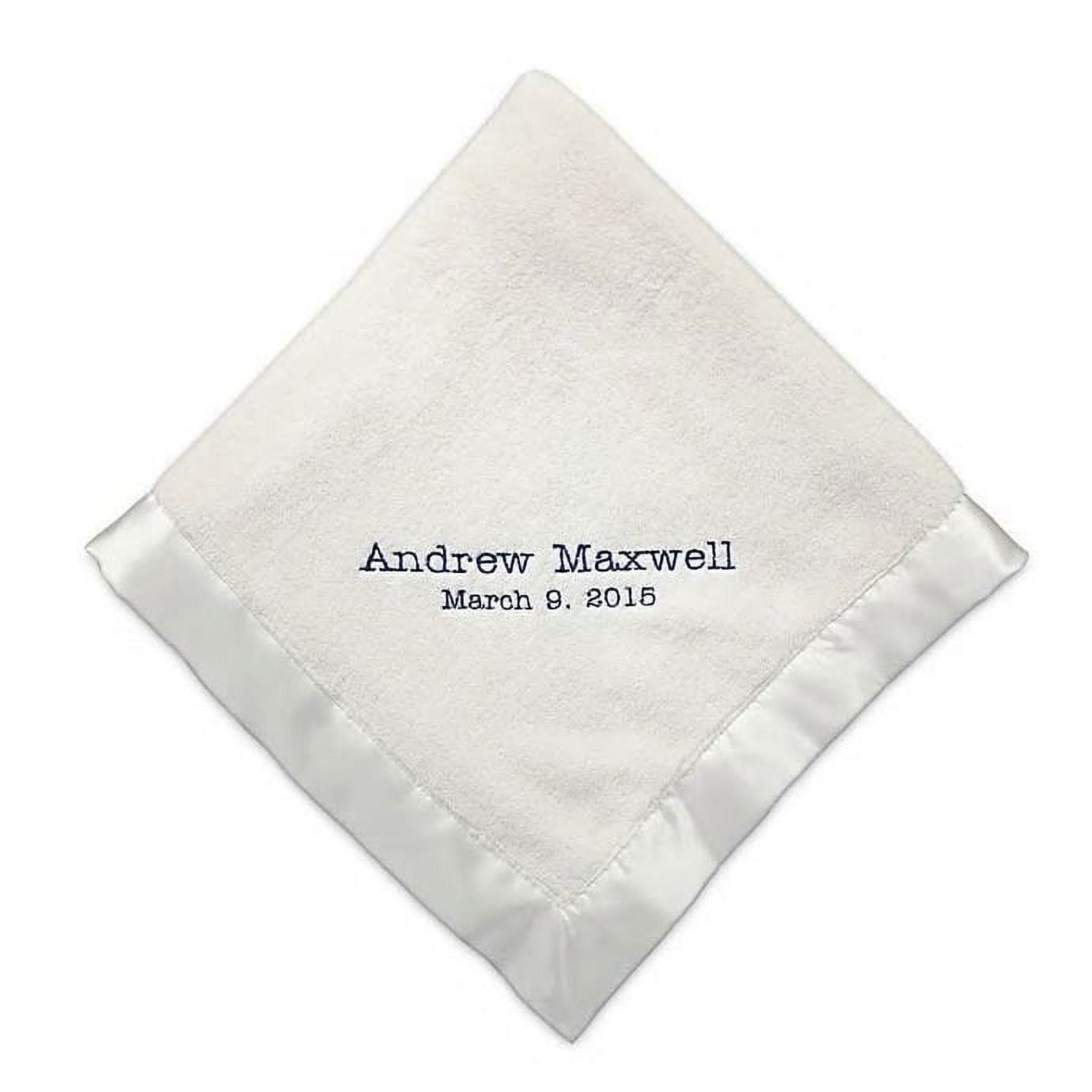 New Baby Color Embroidered Blanket with Satin Trim in Cream