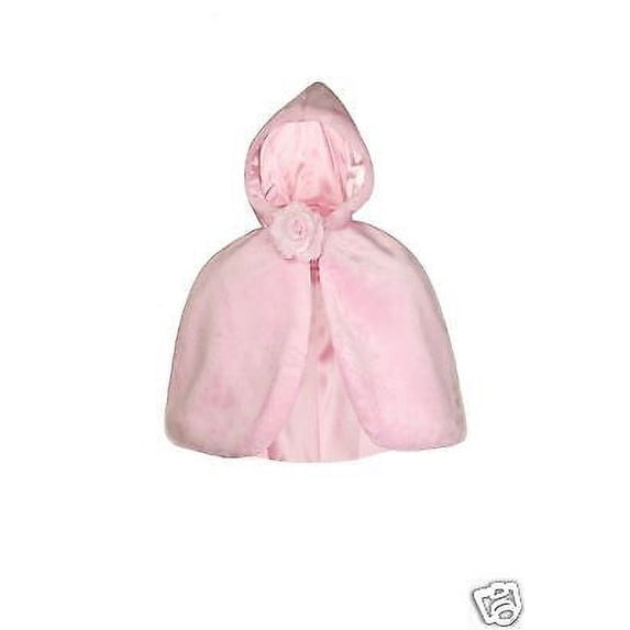 New Baby Girl Faux Hooded Pink Fur Cape for Formal Dresses Party Size: 0M - 36M