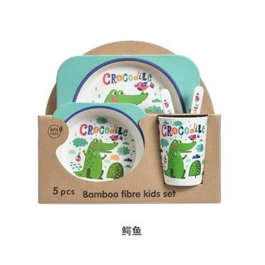 New Baby Natural Bamboo Fiber Tableware Bowl Baby Feeding Plate Children Cute Cartoon Bowl Set