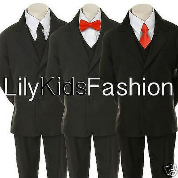New Baby Toddler Boy Teen Wedding Party Church Formal Black Suit Tuxedo all size
