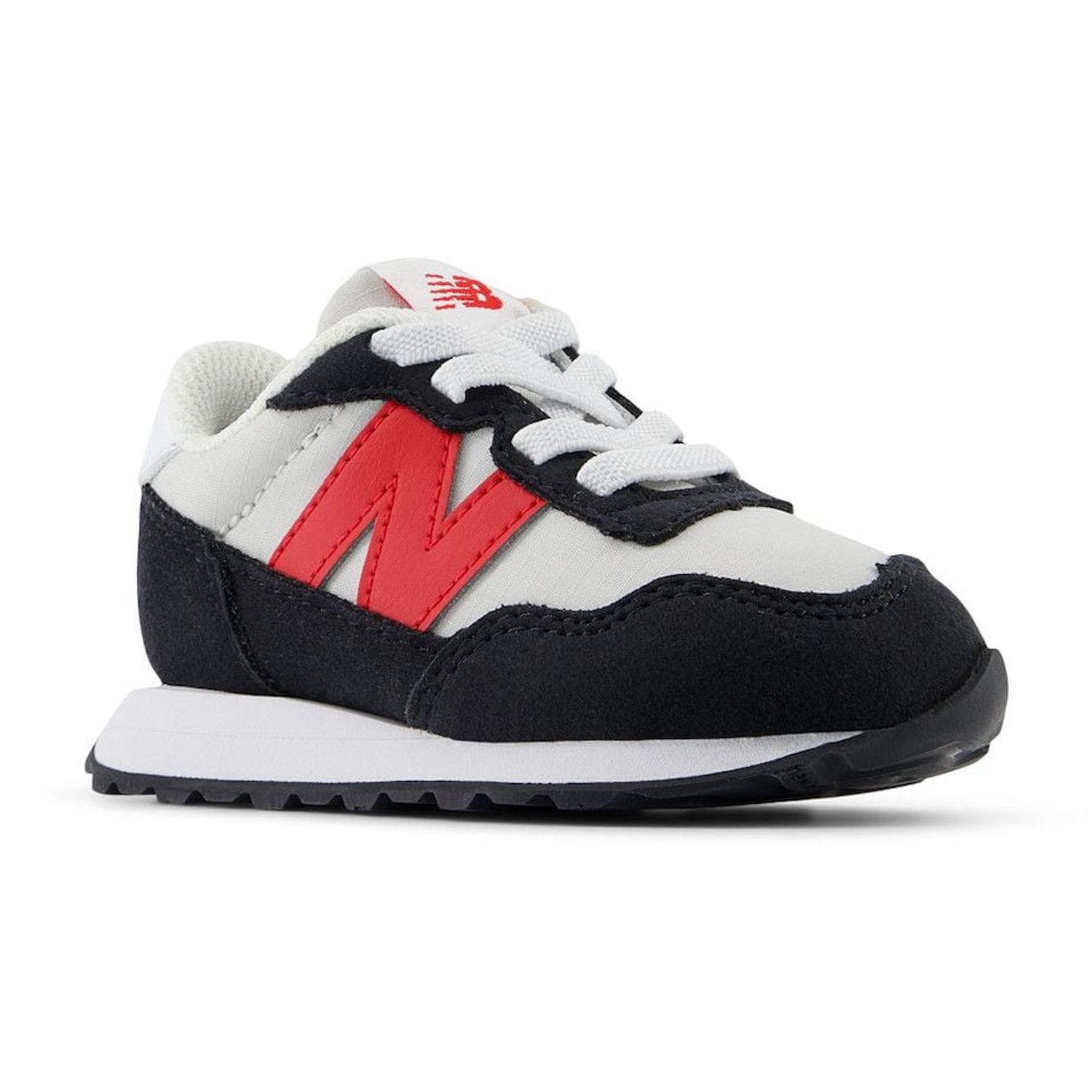 Zapatilla 237 V1 con cordón elástico para niño, Gris Matter/Rojo Verdadero, 6 M Toddler
