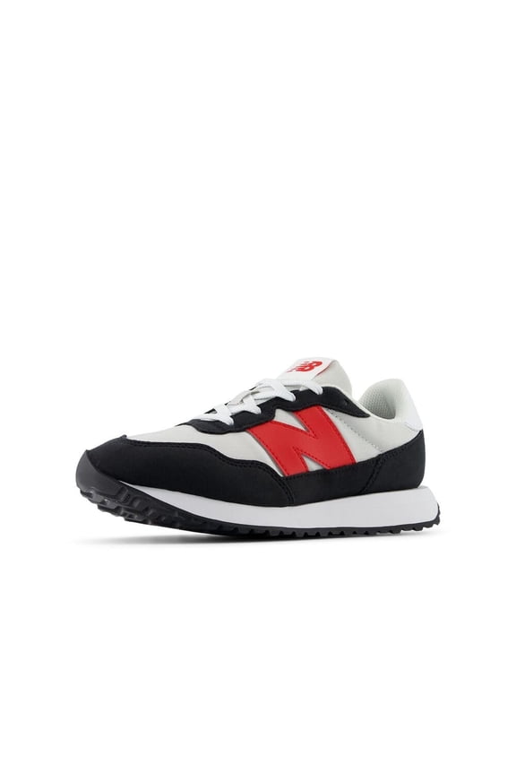 237 V1 Lace-Up Sneaker, Grey Matter/True Red, 3.5 Wide US Unisex Big_Kid