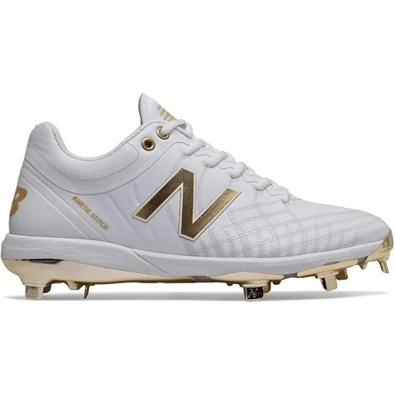 New Balance 4040 Men's Low Top Metal Baseball Cleats Size 10 White/Gold