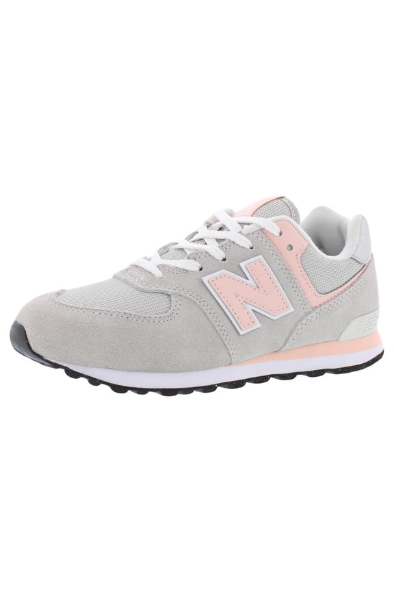 574 Core Suede GS Girls Shoes Size 7, Color: Grey/Pink