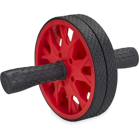 New Balance Ab Wheel - Abdominal Roller Trainer Non Skid Wheels with Sure-Grip Handles, Black/Red