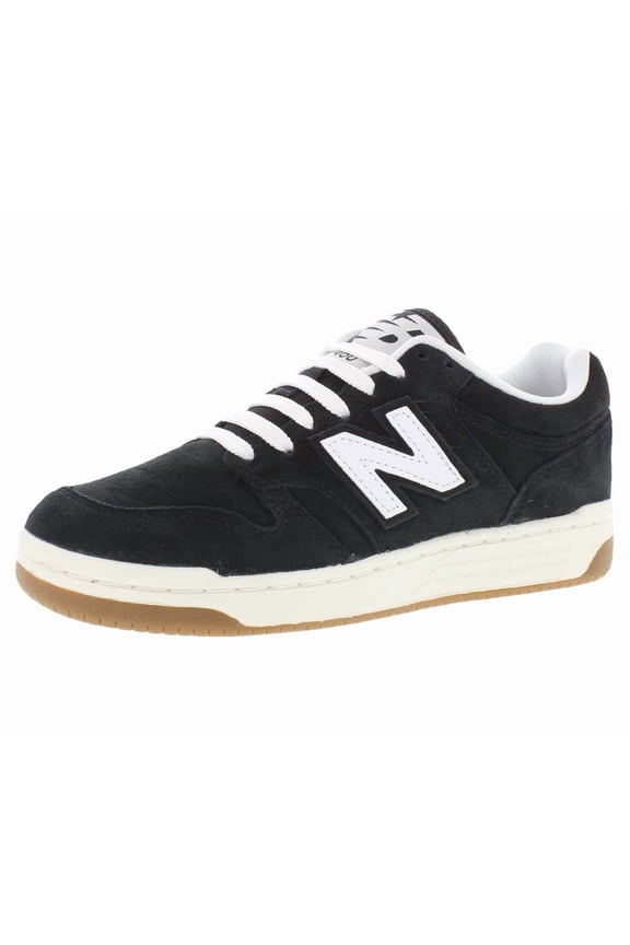 B480 Suede GS Boys Shoes Size 7, Color: White/Black