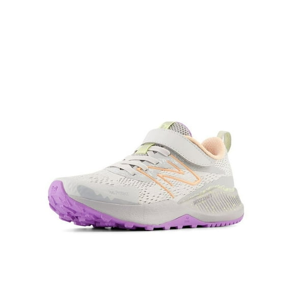 New Balance DynaSoft Nitrel V5 Bungee Lace Running Shoe, Grey Matter/Guava Ice/Purple Fade, 13.5 US Unisex Little Kid