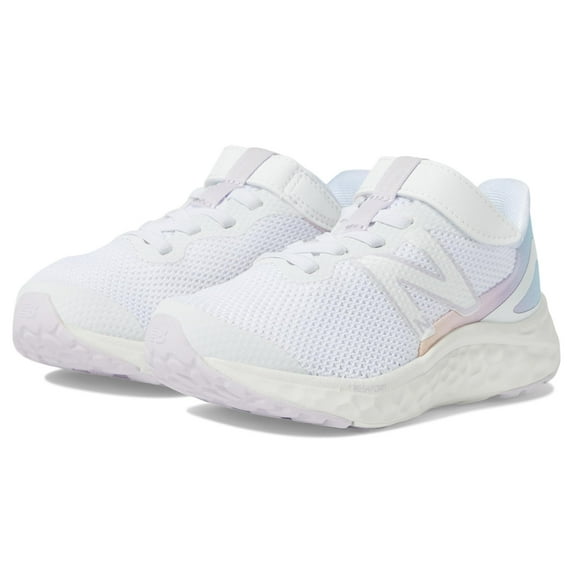 New Balance Fresh Foam Arishi V4 Bungee Lace with Top Strap Running Shoe, White/Taro, 3 US Unisex Little Kid