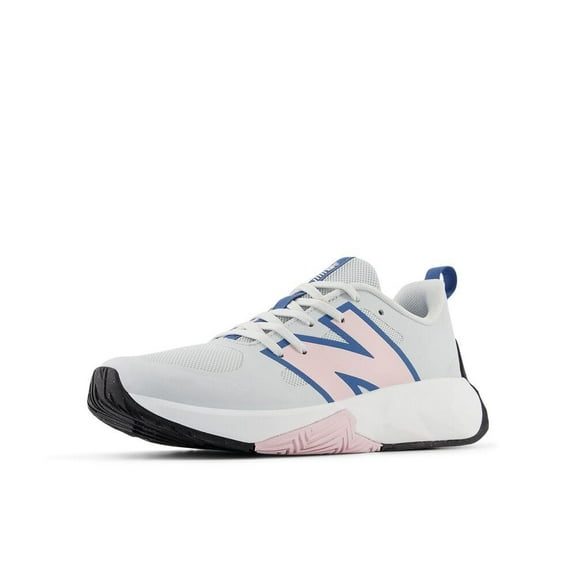 New Balance FuelCell Play V1 Lace-Up Running Shoe, Quartz Grey/Rose Sugar/Sea Stone, 4.5 Wide US Unisex Big_Kid