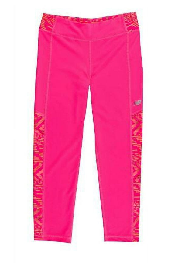 Girls' Performance Crop, Pink & Speed Glitch, Sz4