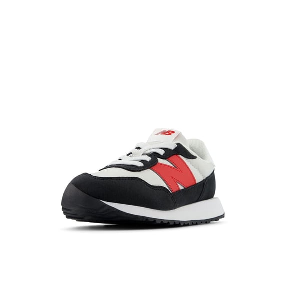 New Balance Kid's 237 V1 Bungee Sneaker, Grey Matter/True Red, 2.5 M Little Kid