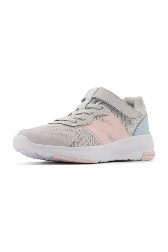 Kid's DynaSoft 578 V1 Hook & Loop Running Shoe, Grey Matter/Shell Pink/Bright Sky, 8 W Toddler