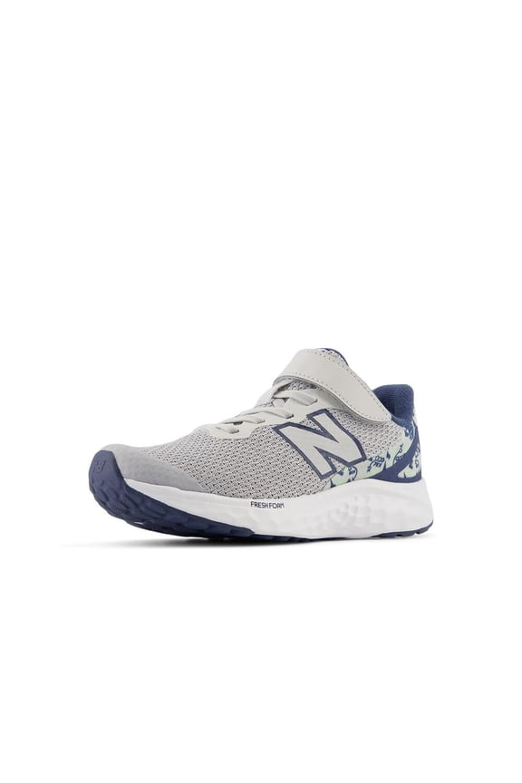 Kid's Fresh Foam Arishi V4 Bungee Lace with Top Strap Running Shoe, Grey Matter/Vintage Indigo/Melon Water, 1 XW Little Kid