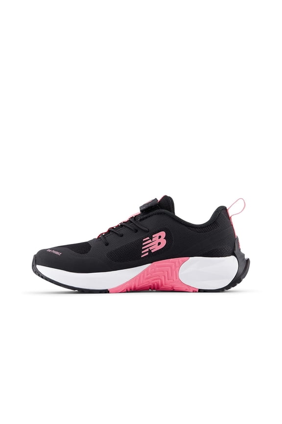 Kid's FuelCell Play V1 Hook & Loop Running Shoe, Black/Signal Pink/White, 3 W Little Kid