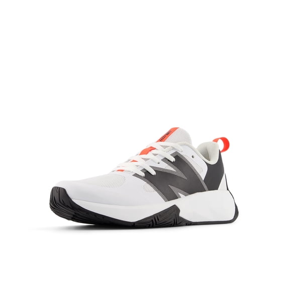 New Balance Kid's FuelCell Play V1 Lace-Up Running Shoe, White/Urgent Red/Black, 4.5 W Big Kid