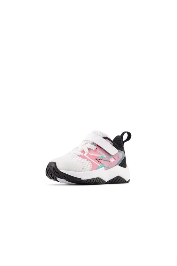 Kid's Rave Run V2 Bungee Lace with Top Strap Running Shoe, White/Real Pink/Black, 2 M Little Kid