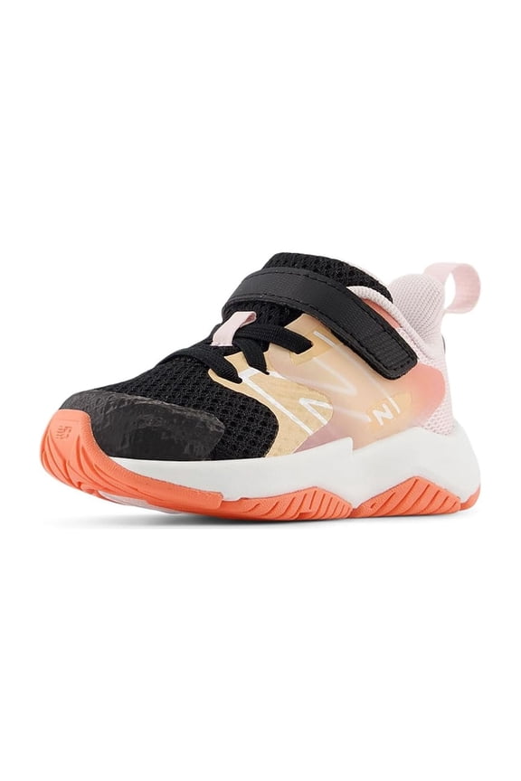 Kid's Rave Run V2 Hook & Loop Running Shoe, Black/Flare/Rose Sugar, 5 XW Big Kid