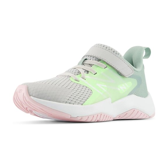 New Balance Kid's Rave Run V2 Hook & Loop Running Shoe, Grey Matter/Mint Flash/Mosaic Green, 4 XW Big Kid