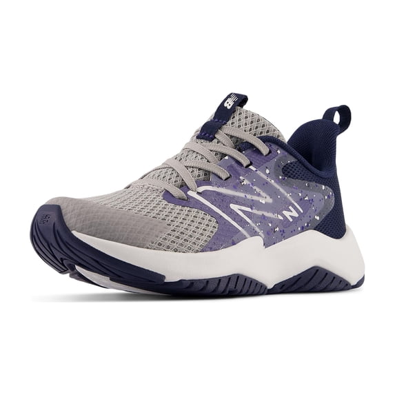 New Balance Kid's Rave Run V2 Lace-Up Running Shoe, Raincloud/Dream State/Nb Navy, 7 W Big Kid