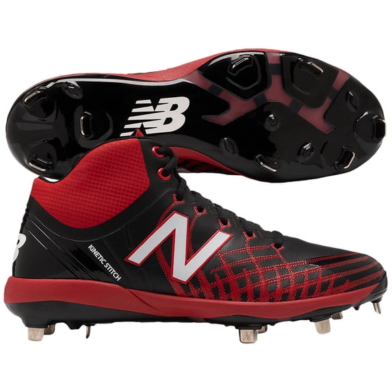 New Balance Men's 4040V5 Mid Metal Cleats Black/Red Medium 11