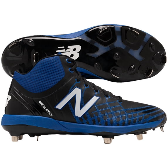 New Balance Men's 4040V5 Mid Metal Cleats Black/Royal Medium 11.5