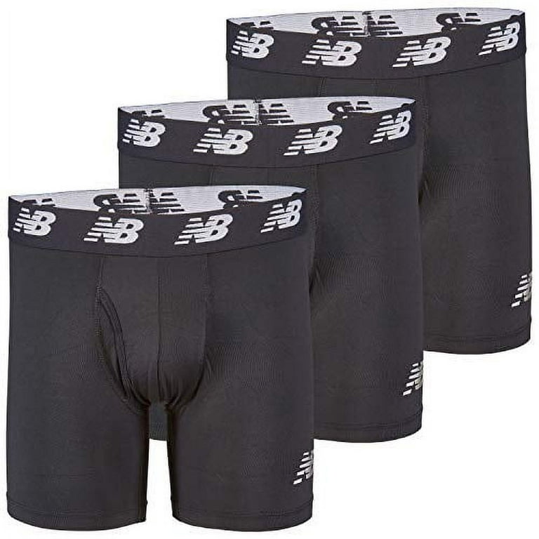New Balance Men's 6 Boxer Brief Fly Front with Pouch, 3-Pack,  Black/Black/Black, Medium