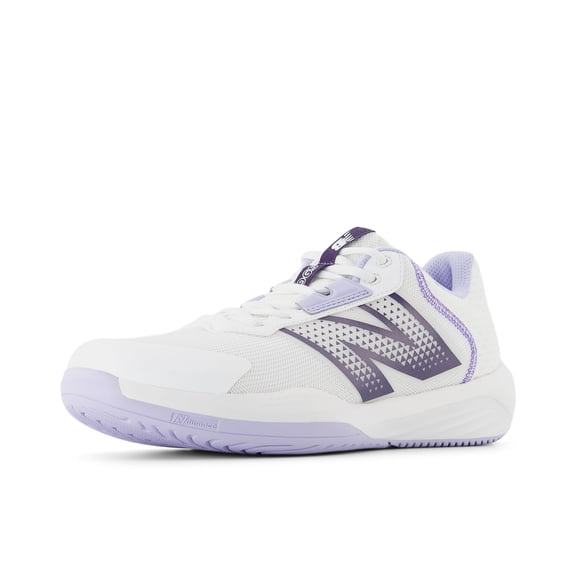 New Balance Men's 696 V6 Hard Court Tennis Shoe, White/Grey/Dusk Shower, 12.5