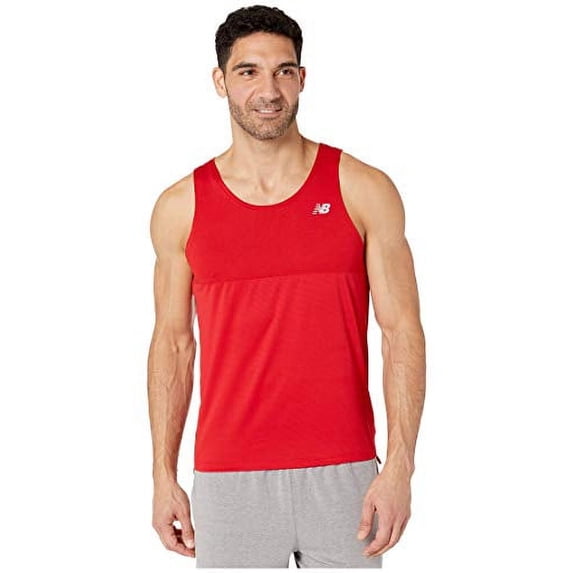 New Balance Men's Accelerate Singlet, Team Red Print, Large