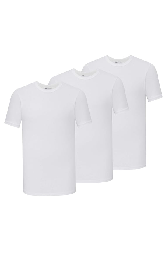 Men's Cotton Performance Crew Neck Tee 3-Pack, White/White/White,Small