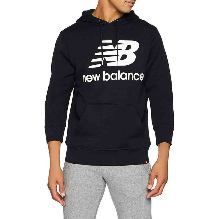 New Balance Men\'s Essentials Brushed Pullover Hoodie Hoody Sweatshirt (Black,  L)