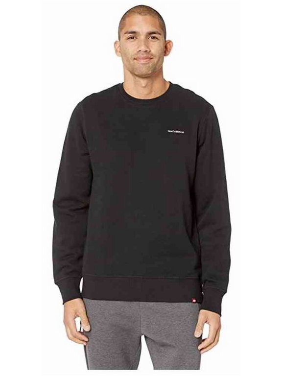 Men's Essentials Mini Logo Crew Pullover Sweatshirt (Black, S)