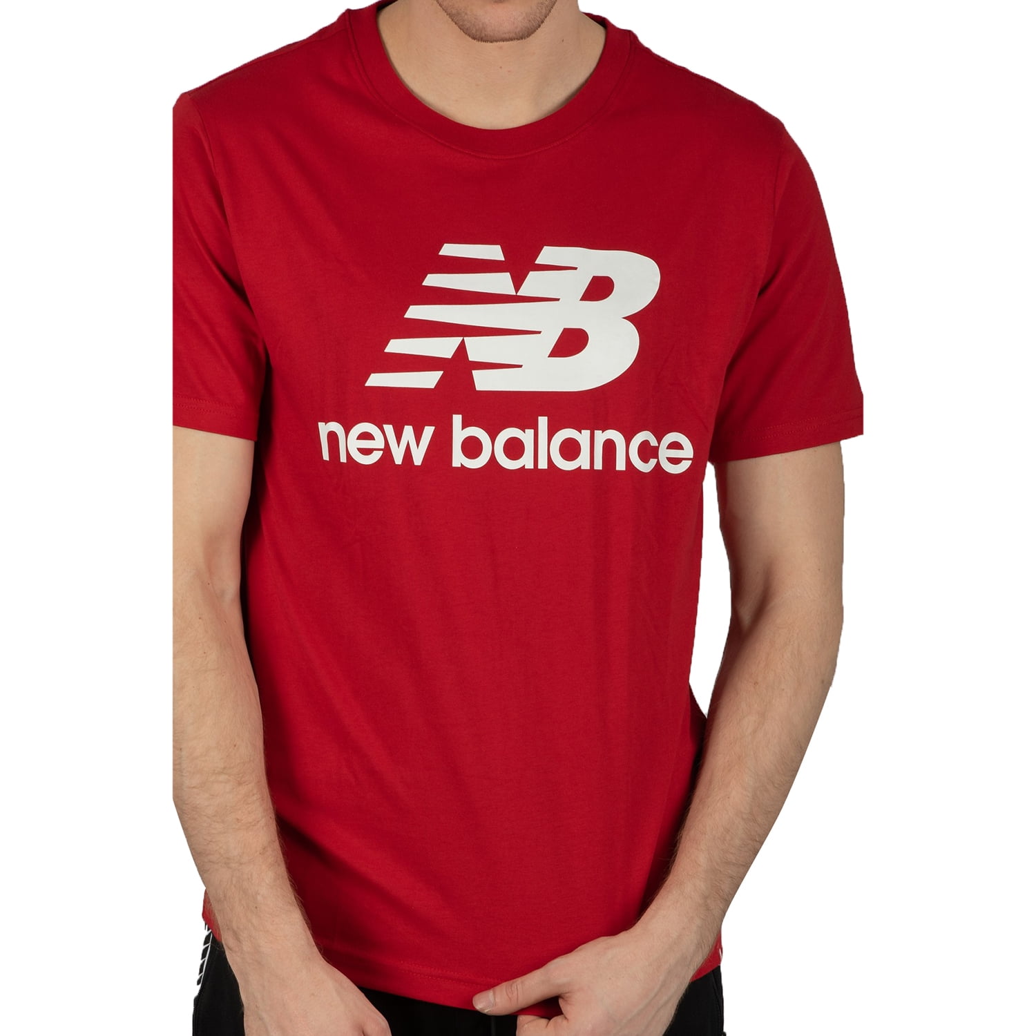 New Balance Men\'s Essentials Stacked Logo Tee Team Red mt01575-rep