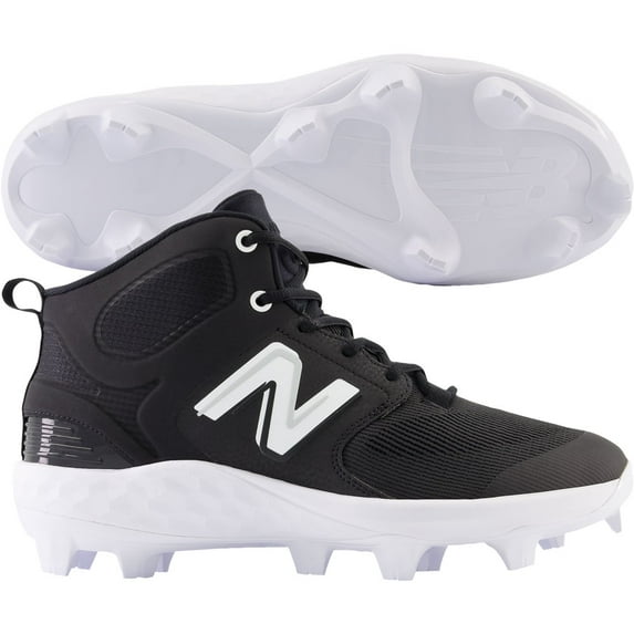 New Balance Men's Fresh Foam 3000V6 Mid Molded Baseball Cleats Black/White Medium 6