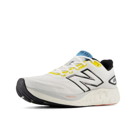 New Balance Men's Fresh Foam 680 V8 Running Shoe, White/Black/Ginger Lemon, 9.5 Wide