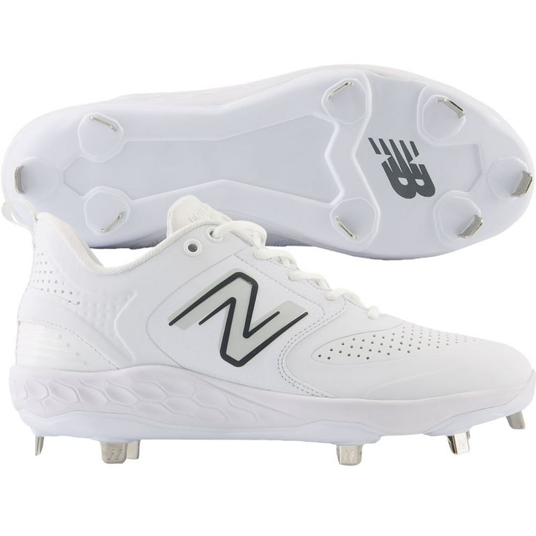 New Balance Men s Fresh Foam X 3000V6 Synthetic Low Metal Baseball Cleats White Grey Wide 11.5