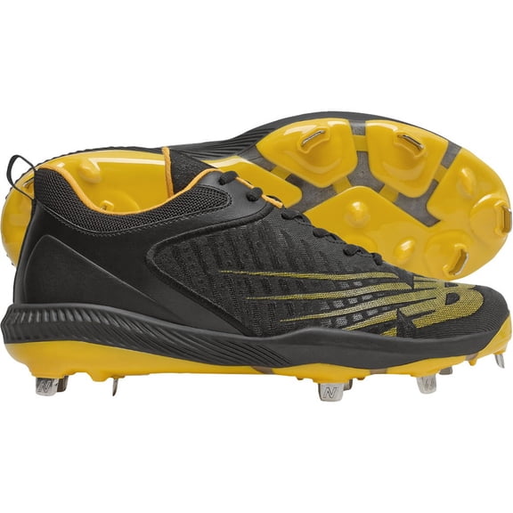 New Balance Mens Fuel Cell L4040v6 Low Metal Baseball Cleats Black/Yellow 16