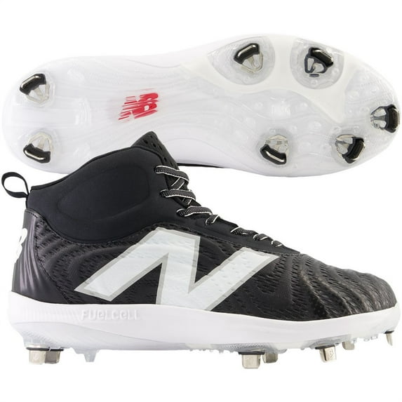 New Balance Mens FuelCell 4040v7 Mid Metal Baseball Cleat Black/White 10