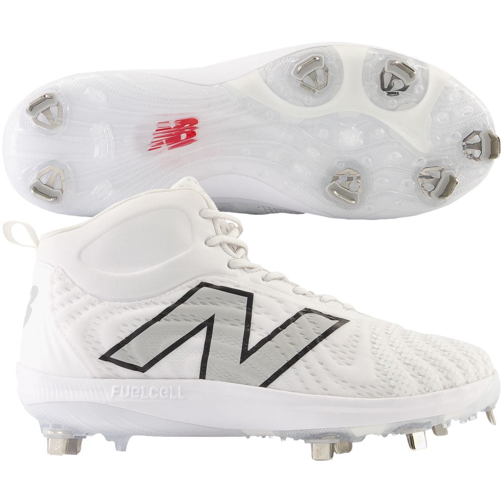 New Balance Men's Fuelcell 4040V7 Mid Metal Baseball Cleat White/Grey Medium 8