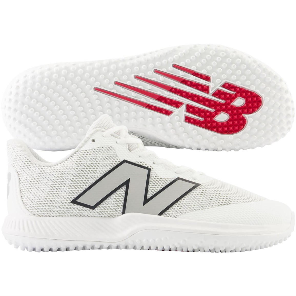 New Balance Mens FuelCell 4040v7 Turf Trainer Baseball Shoes White/Grey 12