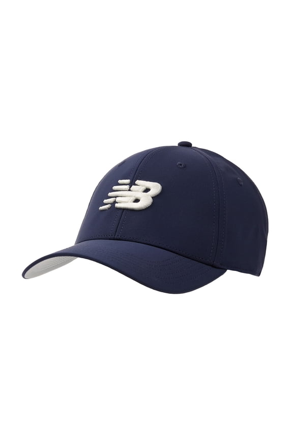 Men's Navy 6-Panel Structured Performance Hat with Moisture-Wicking Fabric & Adjustable Velcro Closure