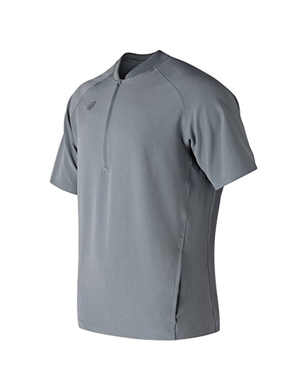 Men's 3000 Short Sleeve Batting Jacket 1/2 Zip Shirt (Red, S)