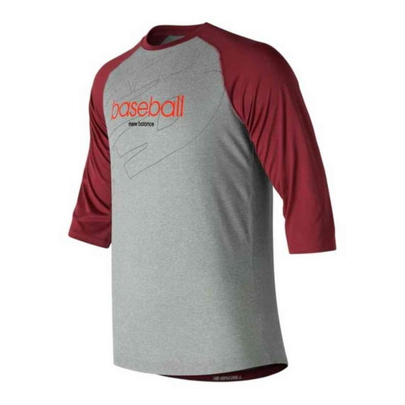 New Balance Men's Walk Off Graphic Raglan Baseball Tee Shirt T-Shirt (Red, 2XL)