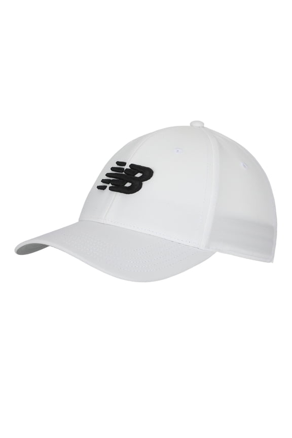 Men's White 6-Panel Structured Performance Hat with Moisture-Wicking Fabric & Adjustable Velcro Closure