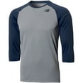 thumbnail image 1 of New Balance Mens 3/4 Sleeve Baseball Raglan Shirt Navy S, 1 of 2