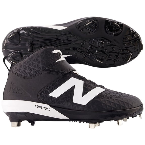 New Balance Mens 4040V8 Mid Metal Baseball Cleats Black/White 10